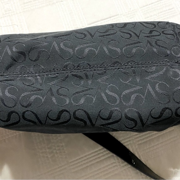 Simply Vera Vera Wang Black Fabric Signature Design Hobo Shoulder Purse Handbag - Picture 4 of 7